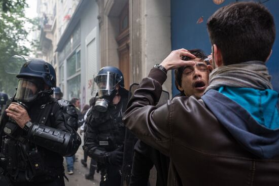 French unions protest against labor reforms