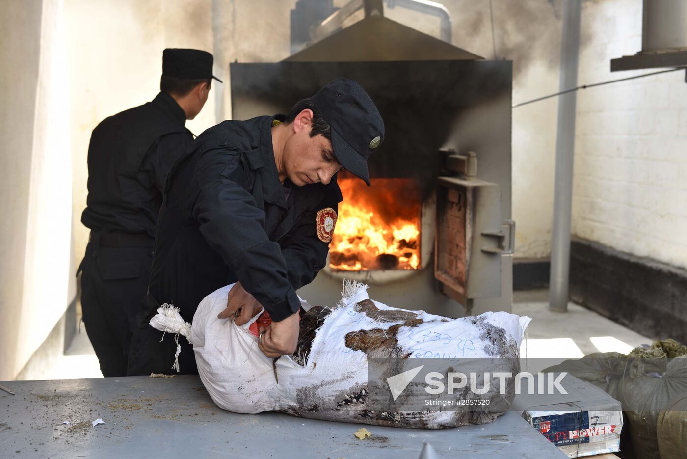Burning of drugs at Tajikistan's drug control agency