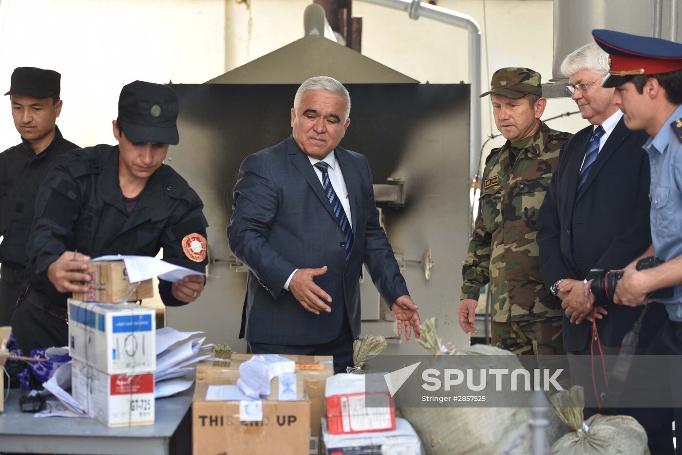 Burning of drugs at Tajikistan's drug control agency