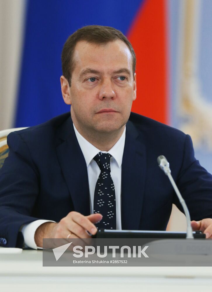 Prime Minister Dmitry Medvedev meets with RSPP members