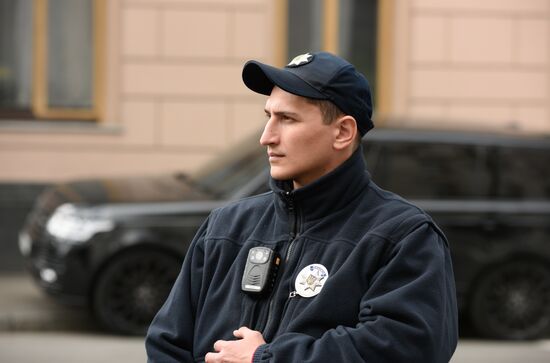 Officers of the Ukrainian police in Kiev