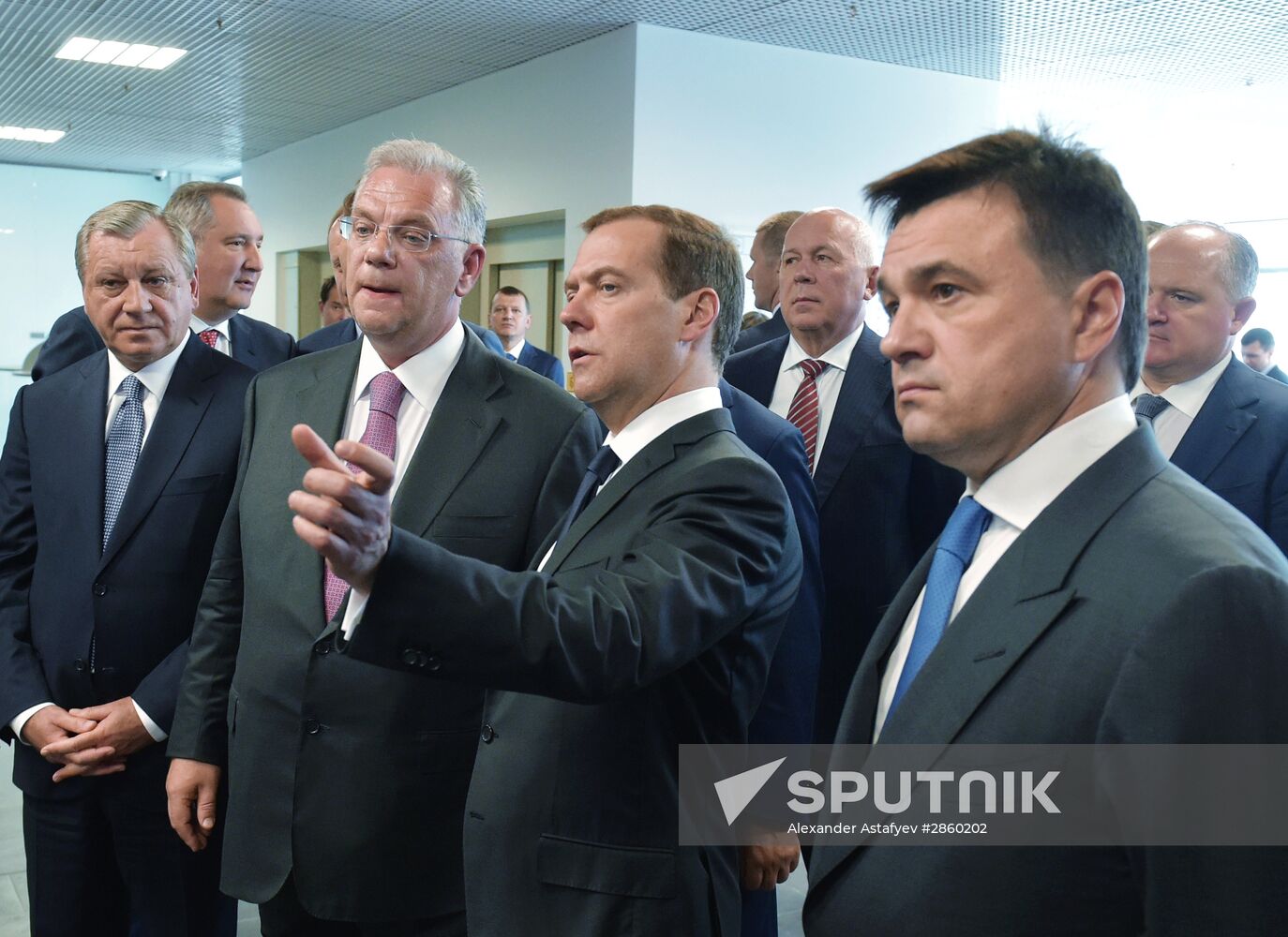 Prime Minister Dmitry Medvedev visits new international airport in Zhukovsky