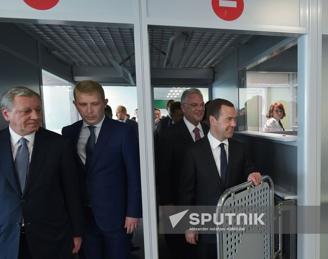 Prime Minister Dmitry Medvedev visits new international airport in Zhukovsky