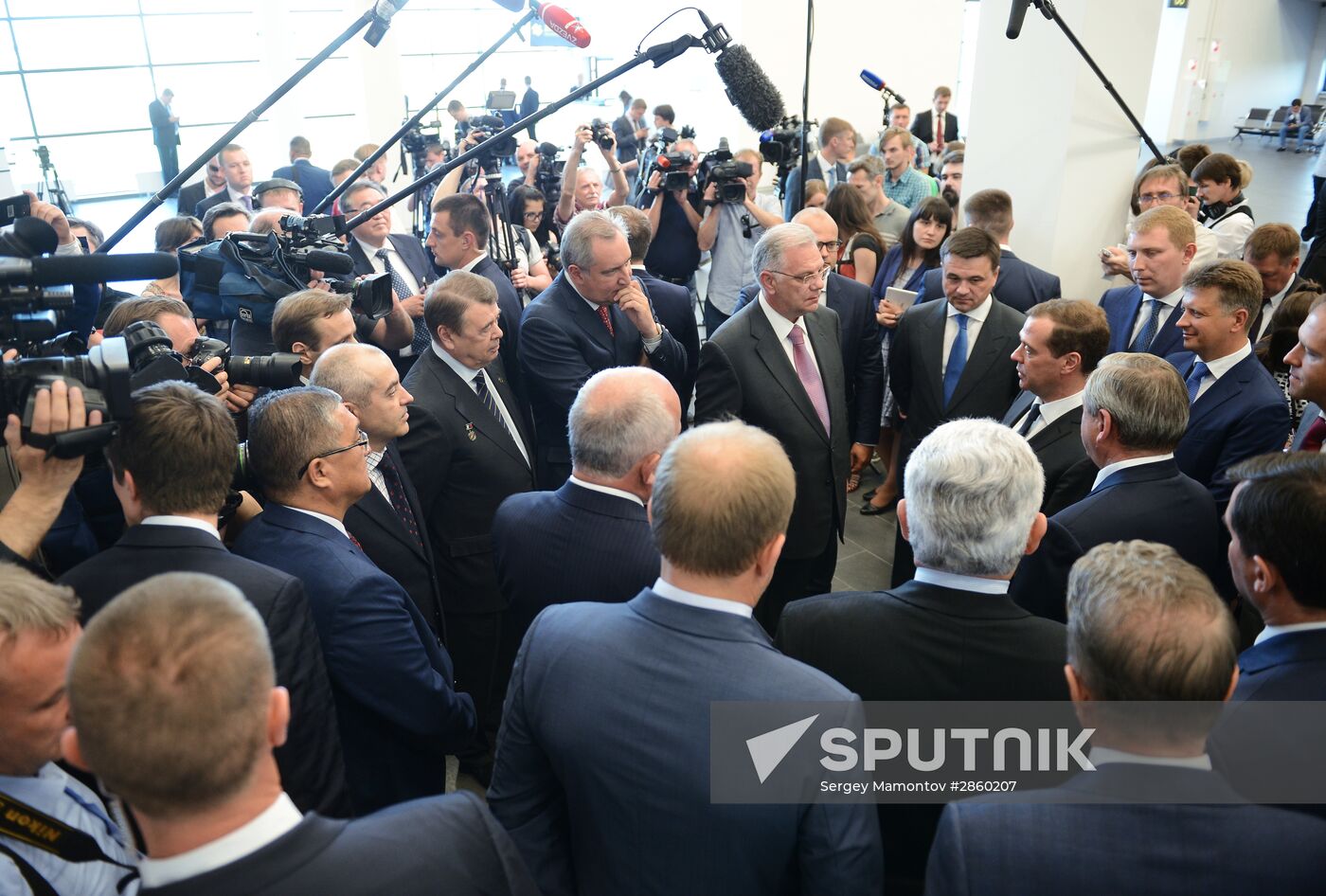 Prime Minister Dmitry Medvedev visits new international airport in Zhukovsky