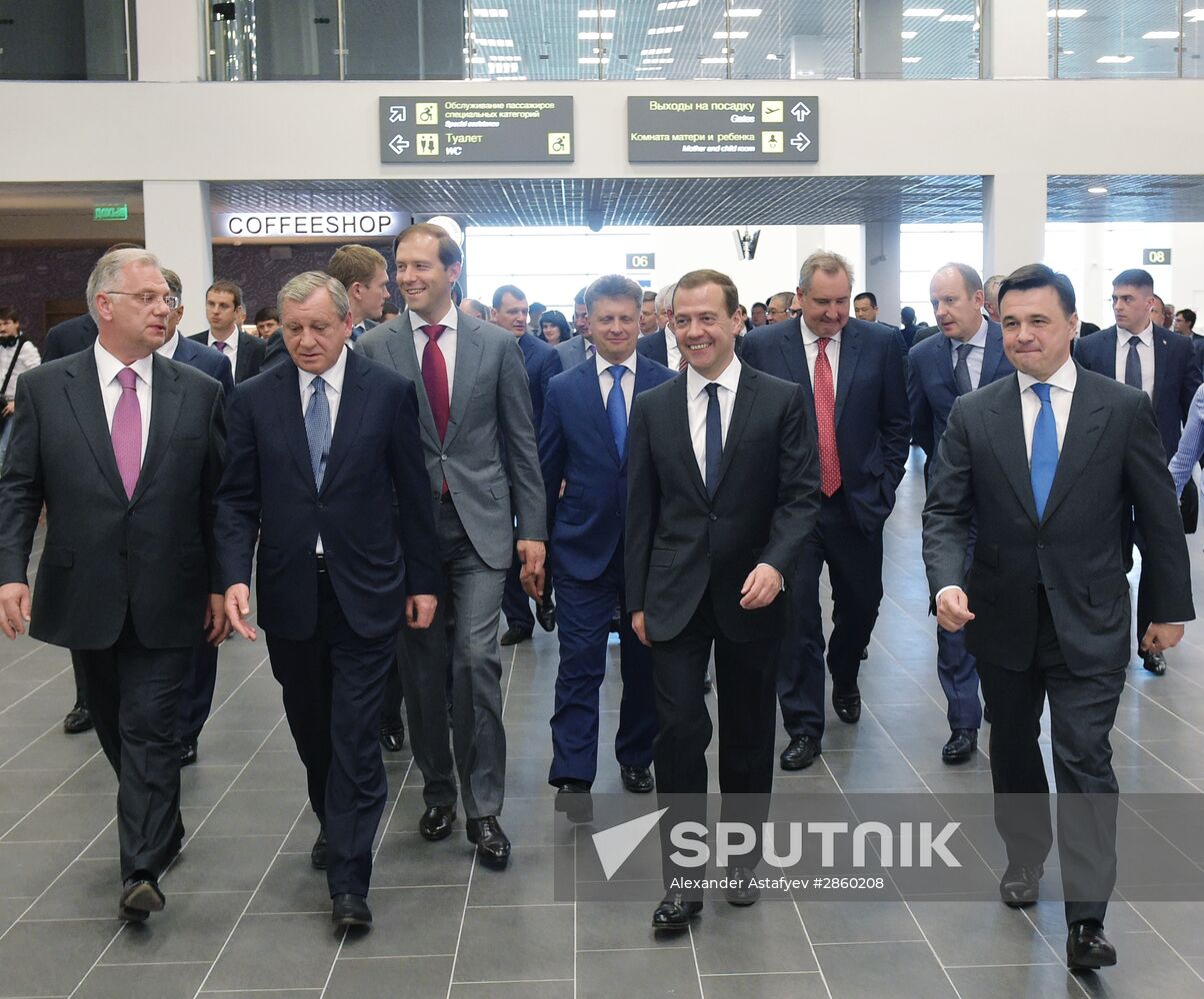 Prime Minister Dmitry Medvedev visits new international airport in Zhukovsky