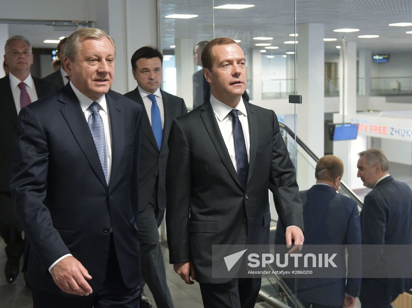 Prime Minister Dmitry Medvedev visits new international airport in Zhukovsky