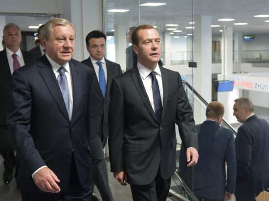 Prime Minister Dmitry Medvedev visits new international airport in Zhukovsky