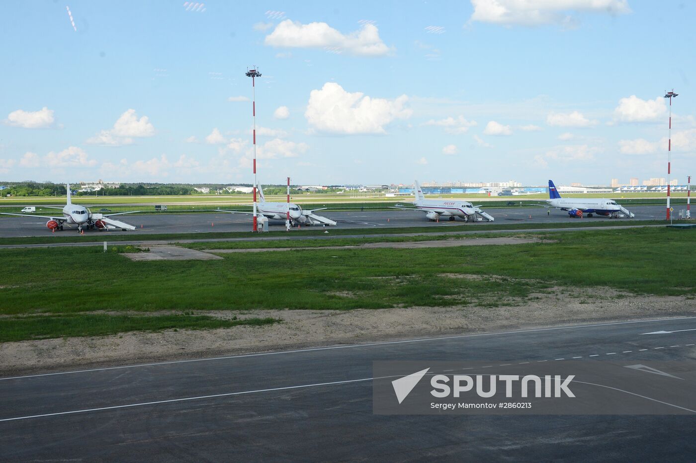 Prime Minister Dmitry Medvedev visits new international airport in Zhukovsky