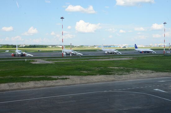 Prime Minister Dmitry Medvedev visits new international airport in Zhukovsky