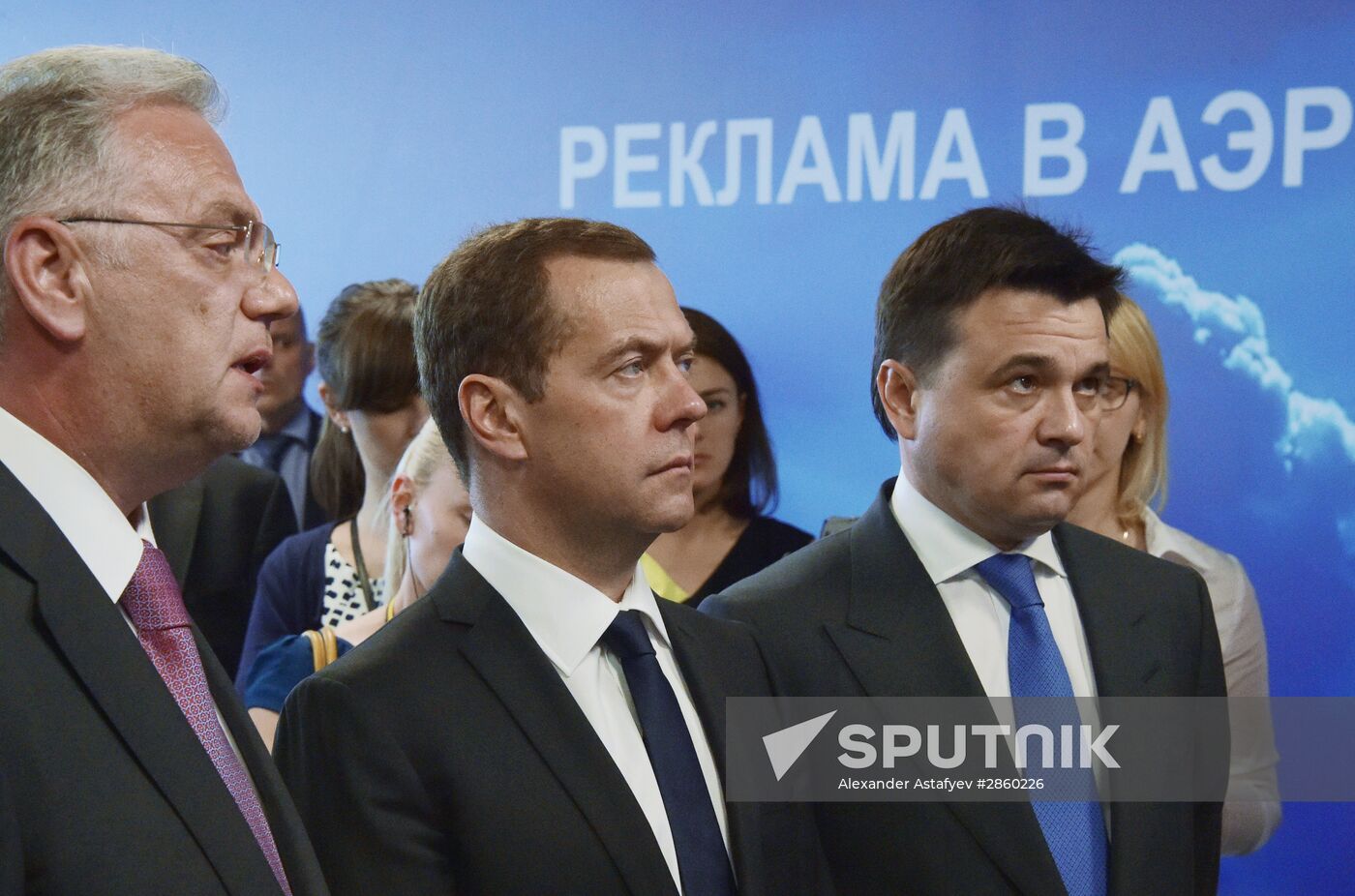 Prime Minister Dmitry Medvedev visits new international airport in Zhukovsky