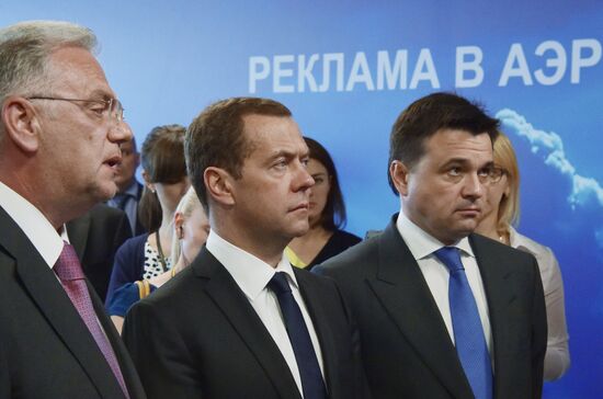 Prime Minister Dmitry Medvedev visits new international airport in Zhukovsky