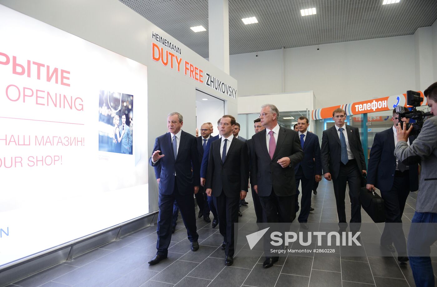 Prime Minister Dmitry Medvedev visits new international airport in Zhukovsky