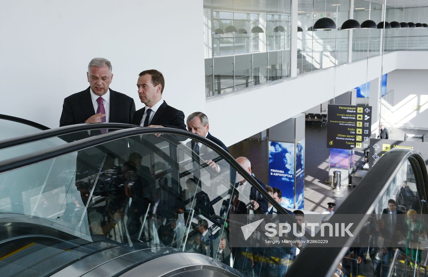 Prime Minister Dmitry Medvedev visits new international airport in Zhukovsky