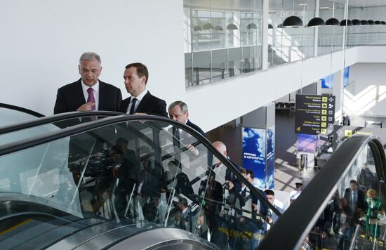 Prime Minister Dmitry Medvedev visits new international airport in Zhukovsky