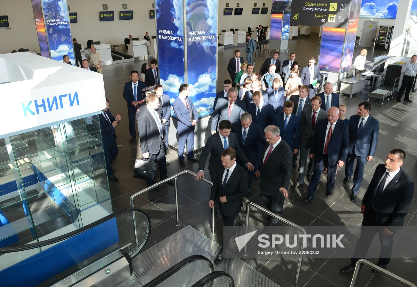 Prime Minister Dmitry Medvedev visits new international airport in Zhukovsky