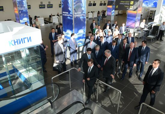 Prime Minister Dmitry Medvedev visits new international airport in Zhukovsky