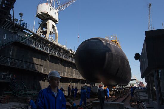 Launching submarine Kolpino in St. Petersburg