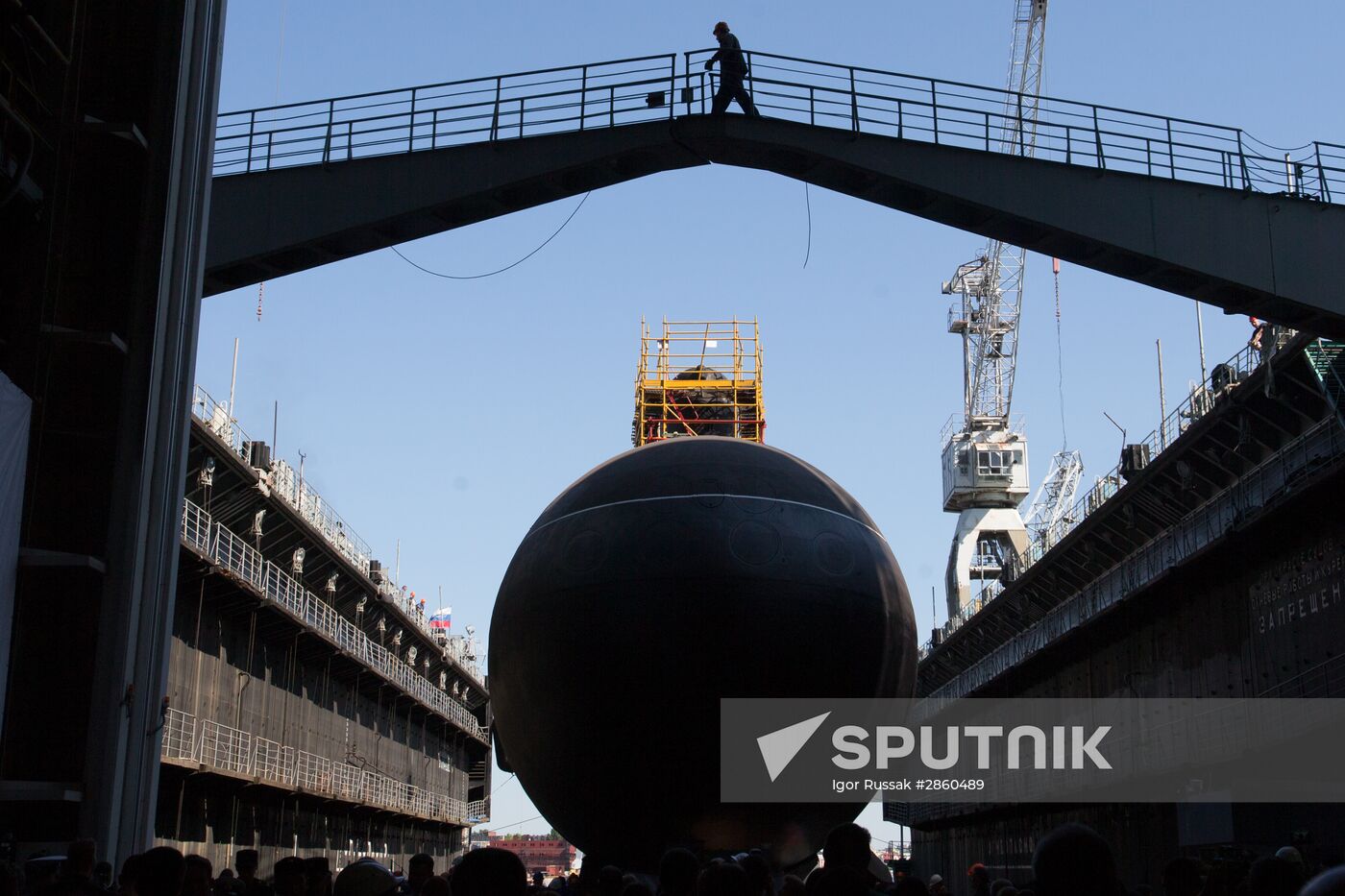 Launching submarine Kolpino in St. Petersburg