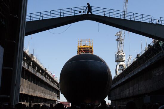 Launching submarine Kolpino in St. Petersburg