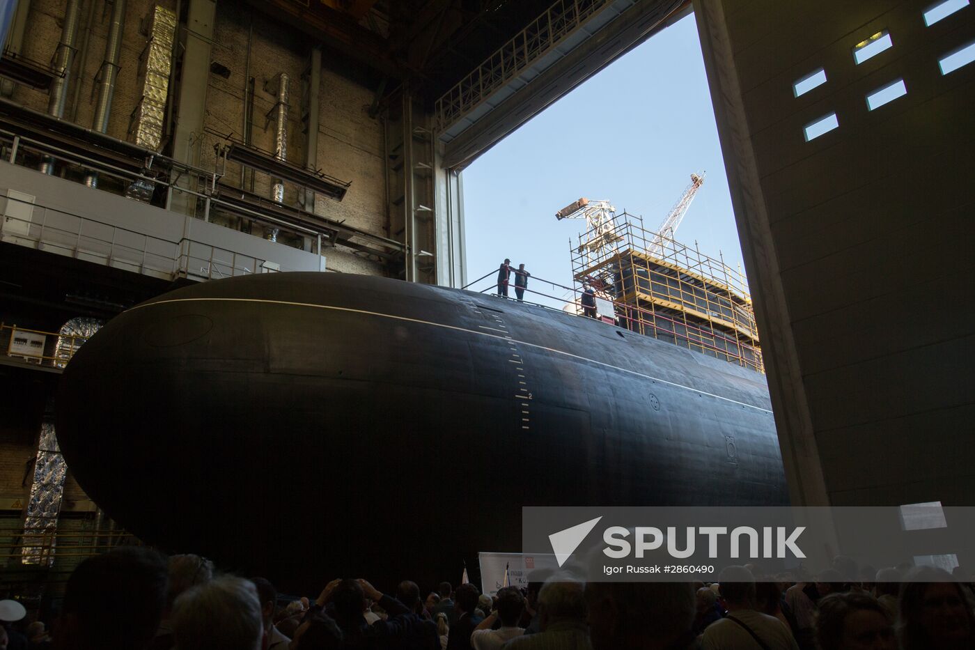 Launching submarine Kolpino in St. Petersburg