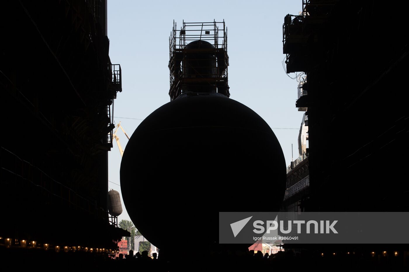 Launching submarine Kolpino in St. Petersburg