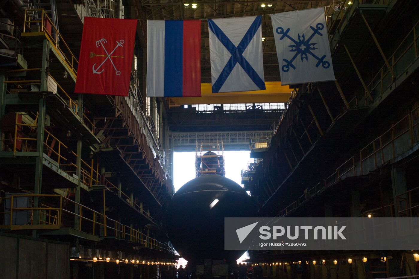 Launching submarine Kolpino in St. Petersburg