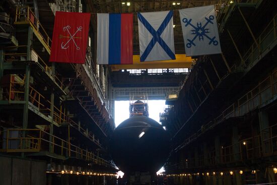 Launching submarine Kolpino in St. Petersburg