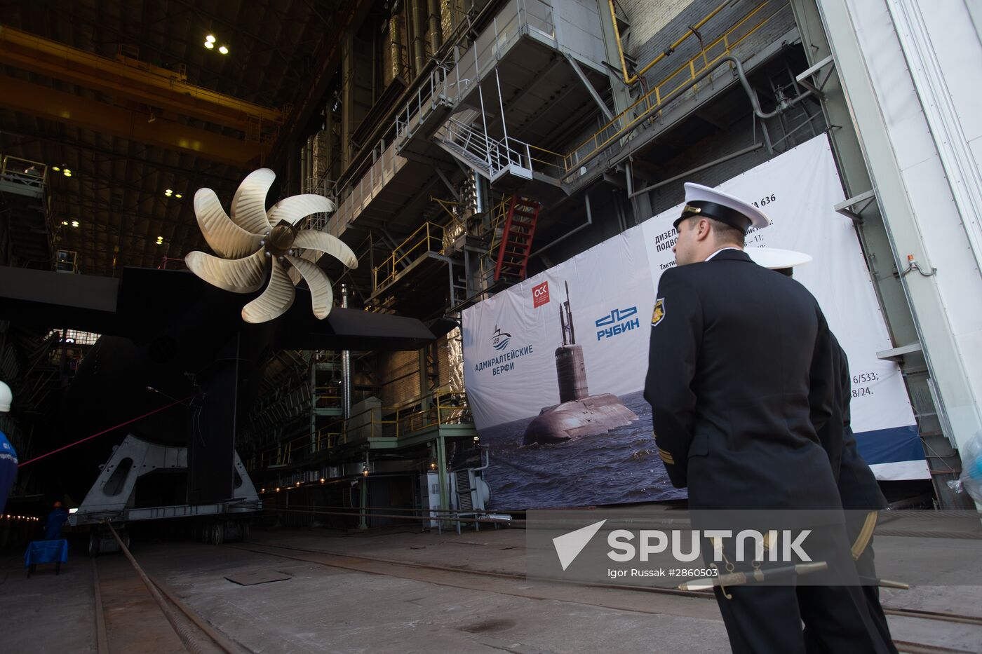 Launching the submarine Kolpino in St. Petersburg