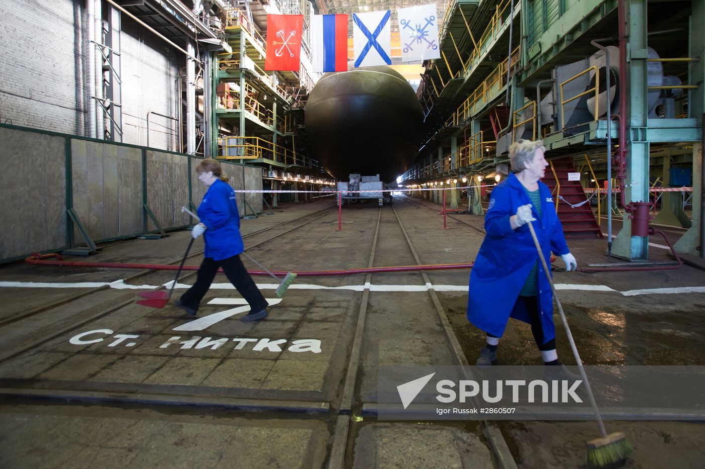 Launching the submarine Kolpino in St. Petersburg