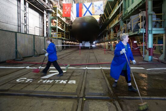 Launching the submarine Kolpino in St. Petersburg