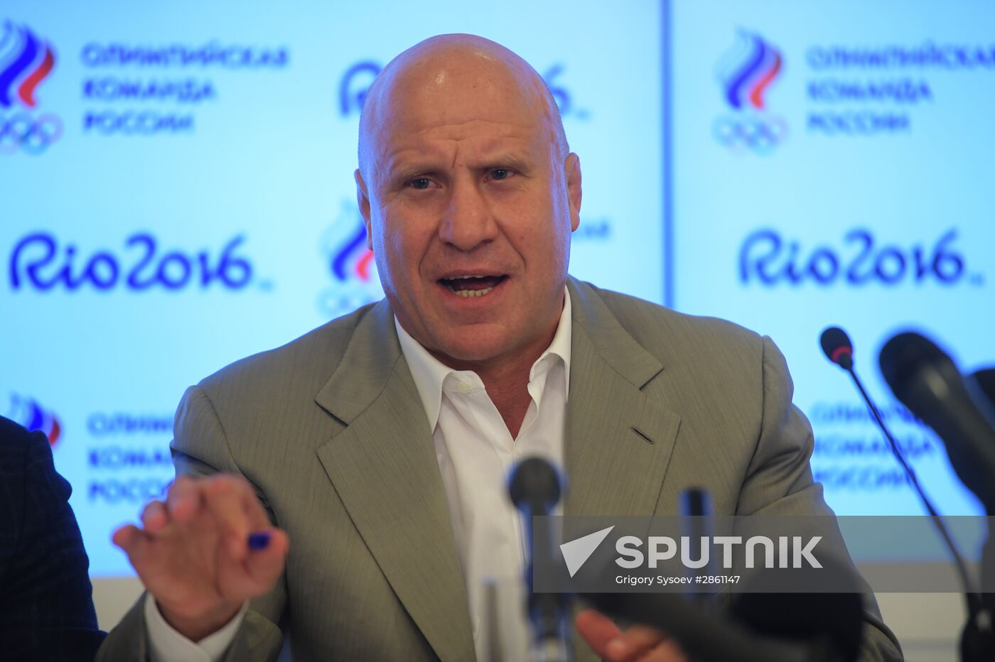 News conference by Russian national freestyle wrestling team