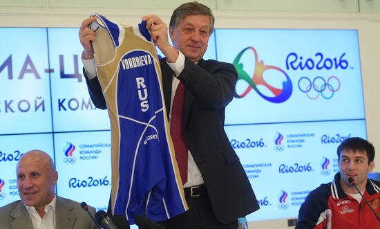 News conference by Russian freestyle wrestling team