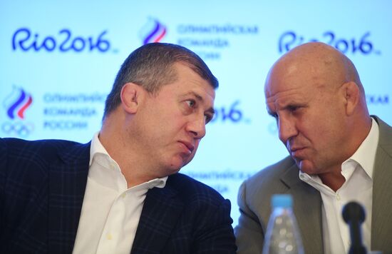 News conference by Russian freestyle wrestling team