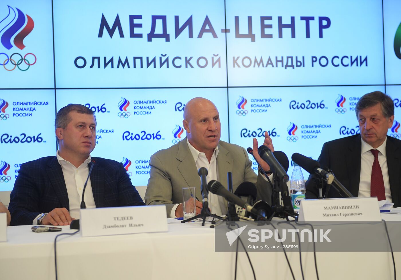 News conference by Russian freestyle wrestling team