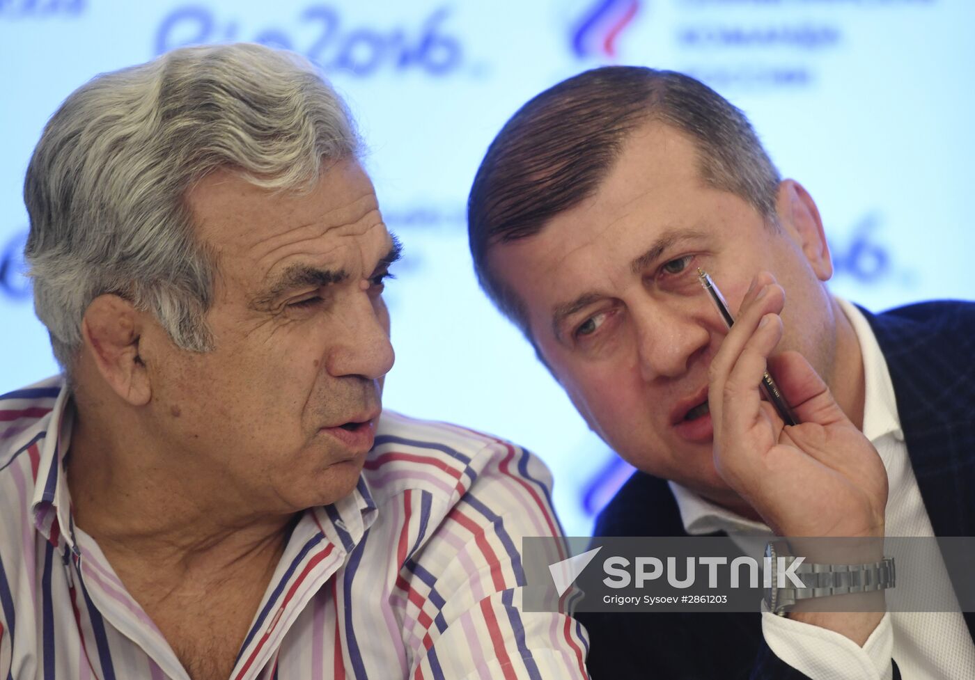 News conference by Russian freestyle wrestling team