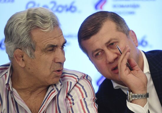 News conference by Russian freestyle wrestling team