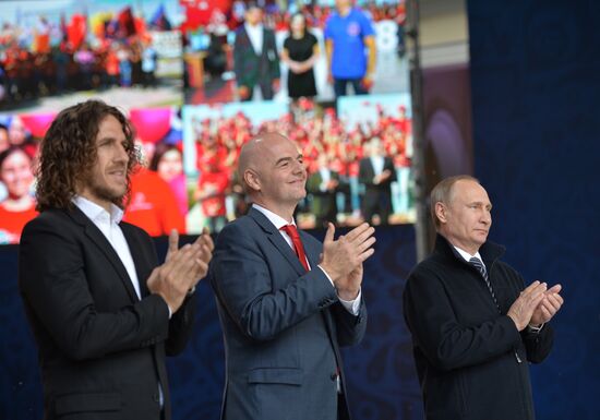 Vladimir Putin at ceremony to launch volunteer program of 2017 FIFA Confederations Cup and 2018 FIFA World Cup
