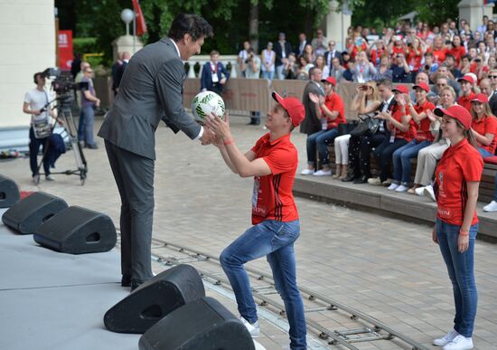 Vladimir Putin at ceremony to launch volunteer program of 2017 FIFA Confederations Cup and 2018 FIFA World Cup
