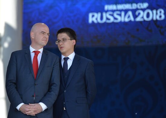 Vladimir Putin at ceremony to launch volunteer program of 2017 FIFA Confederations Cup and 2018 FIFA World Cup