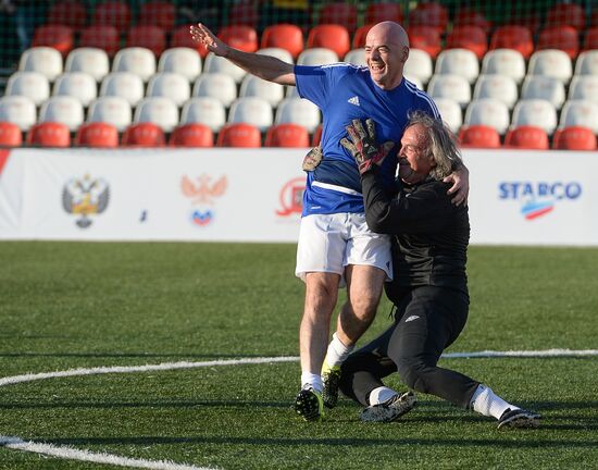 FIFA President Gianni Infantino takes part in friendly football match