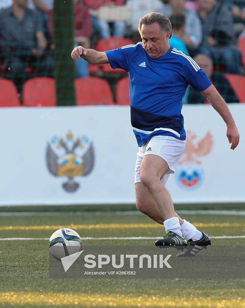 FIFA President Gianni Infantino takes part in friendly football match