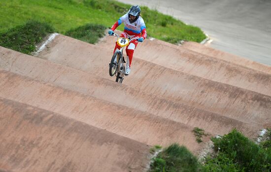 BMX racing. Training session by Russian national team.