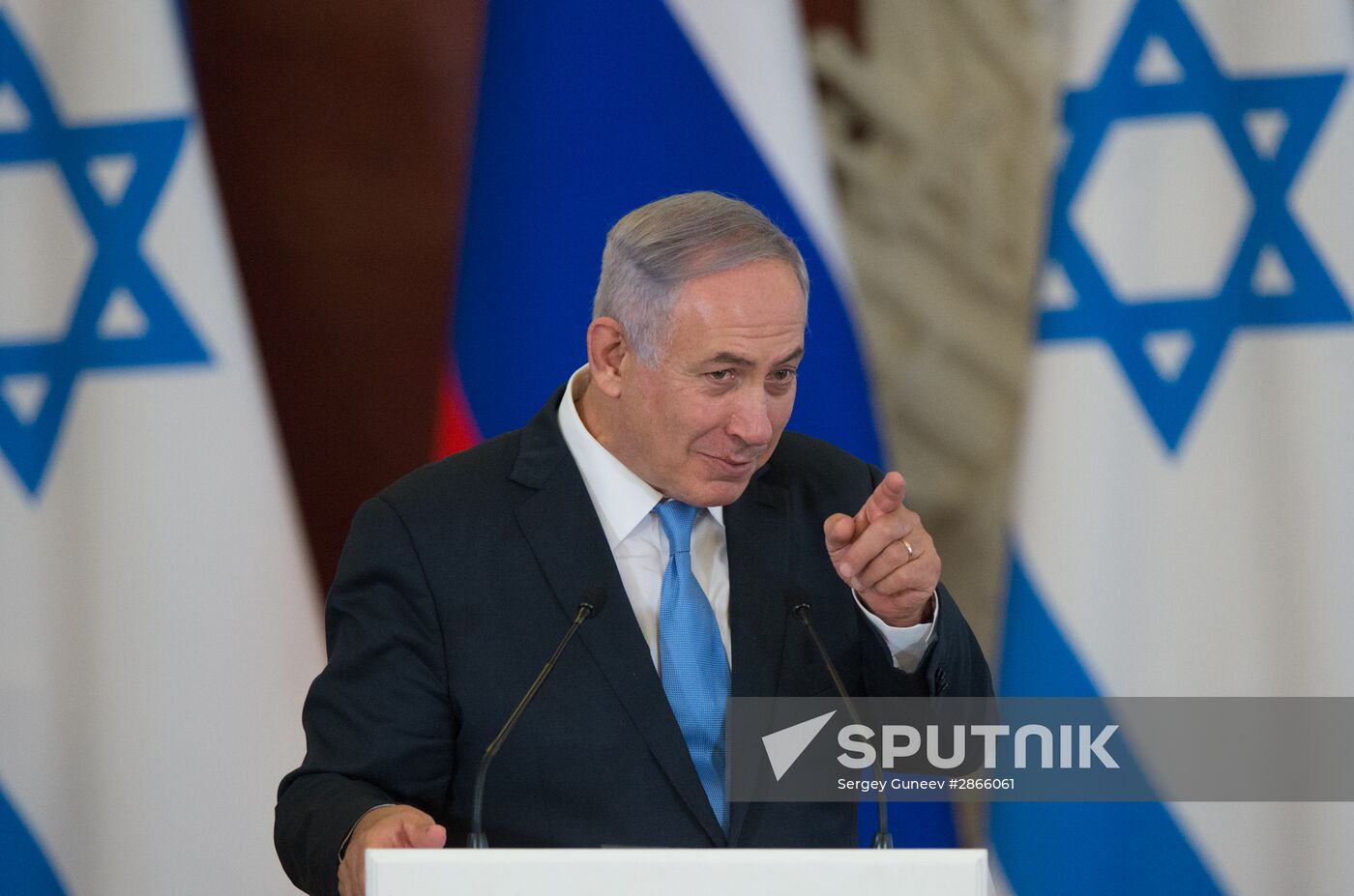 Russian Russian President Vladimir Putin meets with Israeli Prime Minister Benjamin Netanyahu