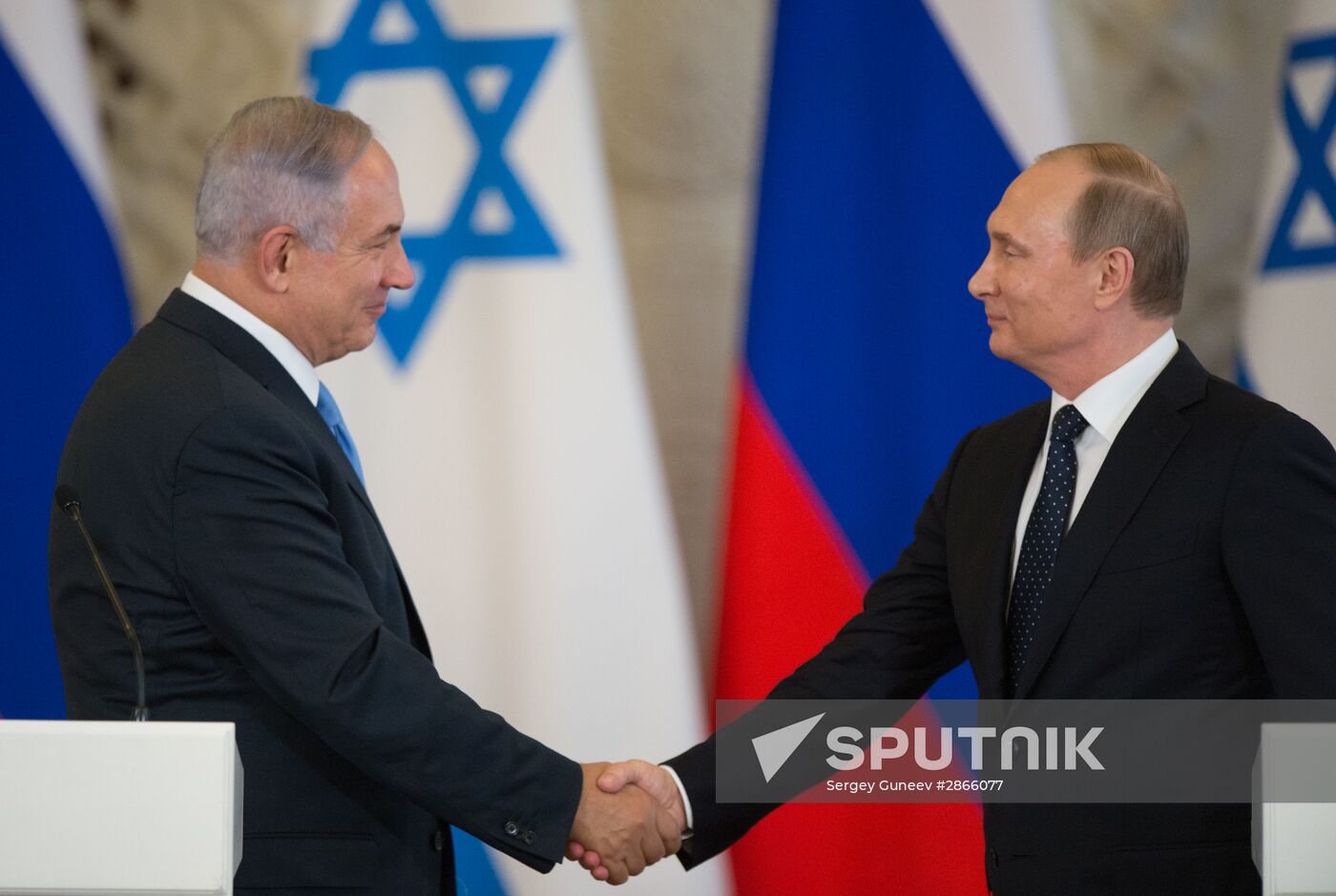 Russian Russian President Vladimir Putin meets with Israeli Prime Minister Benjamin Netanyahu