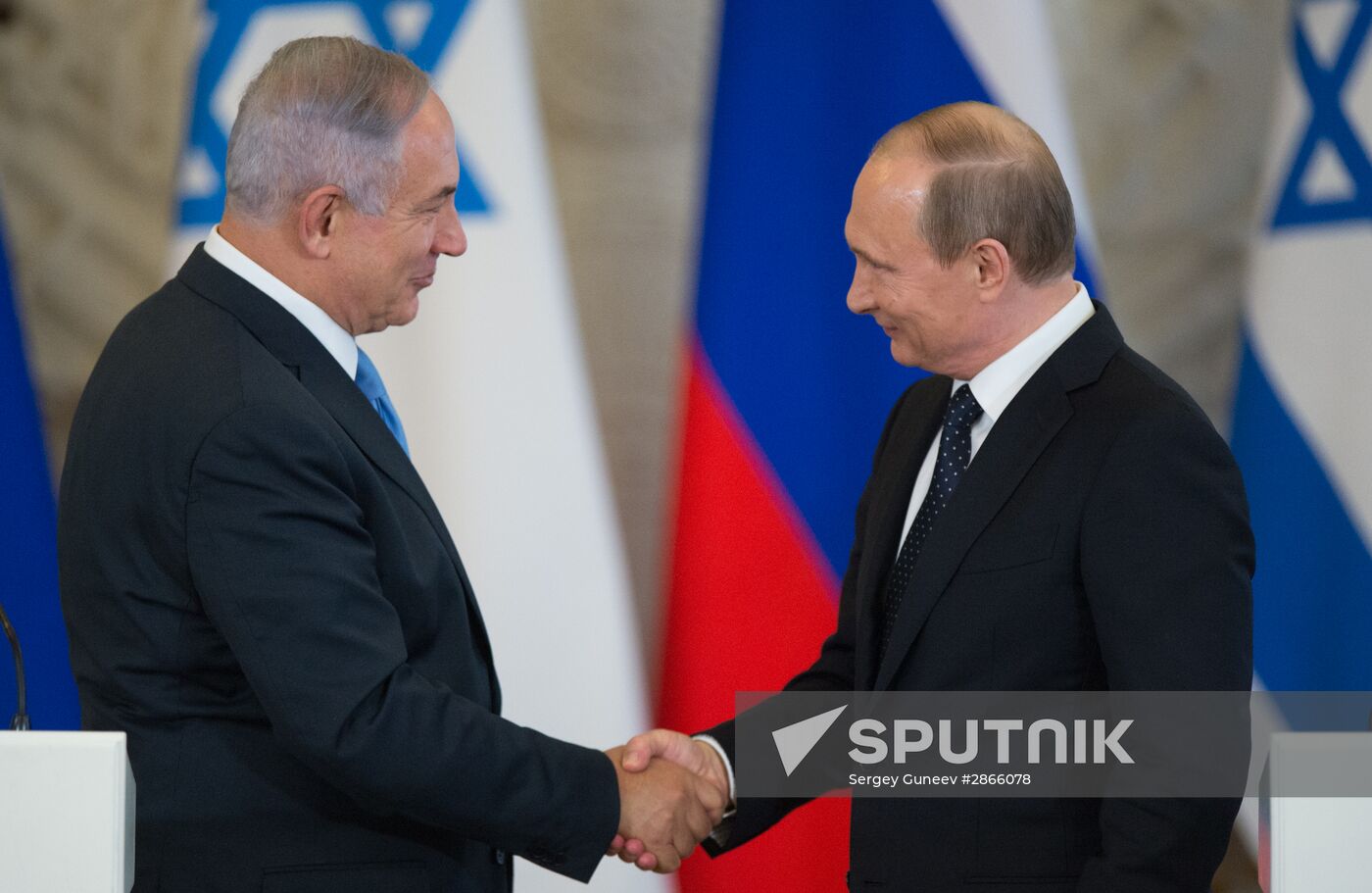 Russian Russian President Vladimir Putin meets with Israeli Prime Minister Benjamin Netanyahu