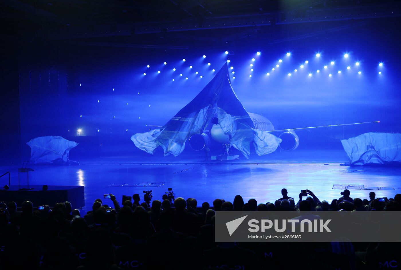 Rolling out an Irkut MC-21-300 "Airliner of the 21st Century" in Irkutsk