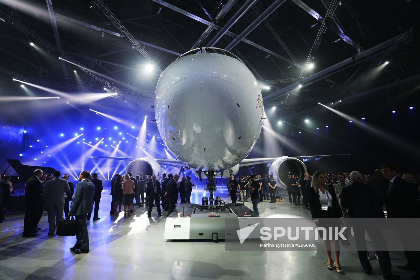 Rolling out an Irkut MC-21-300 "Airliner of the 21st Century" in Irkutsk