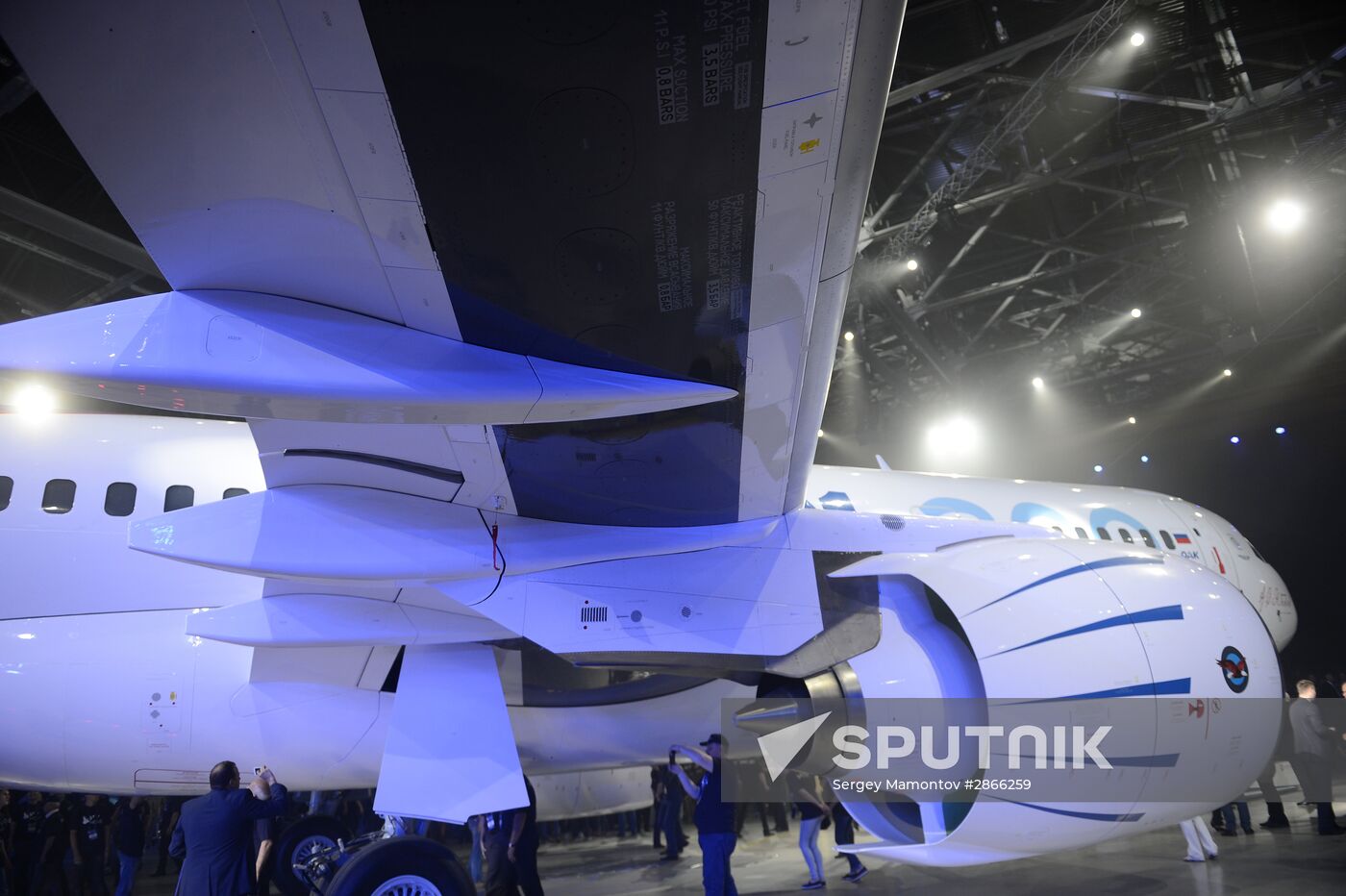Rolling out an Irkut MC-21-300 "Airliner of the 21st Century" in Irkutsk