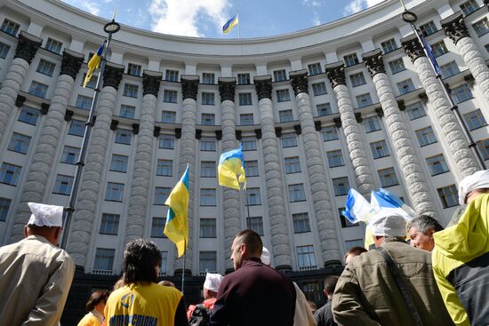 Chernobyl area employees protest in Kiev