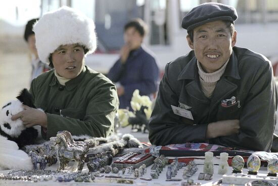 Souvenir sellers in Beijing